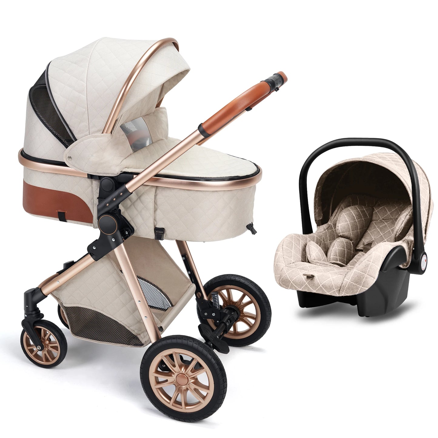 Fashion Baby Stroller 3 in 1 Baby Travel System Newborn Baby Cart Portable Pushchair Baby Cradel Infant Carrier