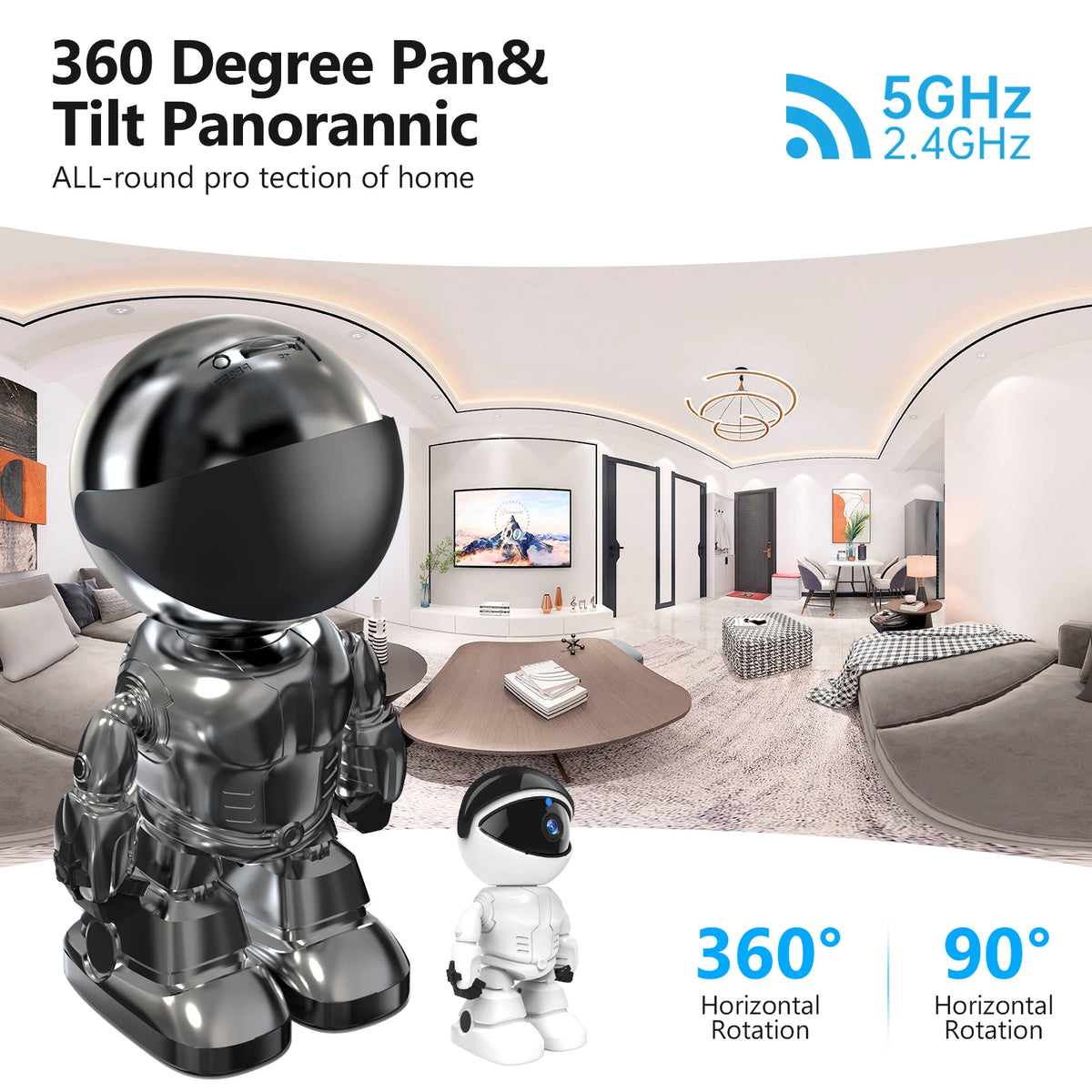 Robot Camera Wifi 3MP Indoor Home Security Camera Night Vision Two Way Audio Auto Tracking Indoor Baby Monitor