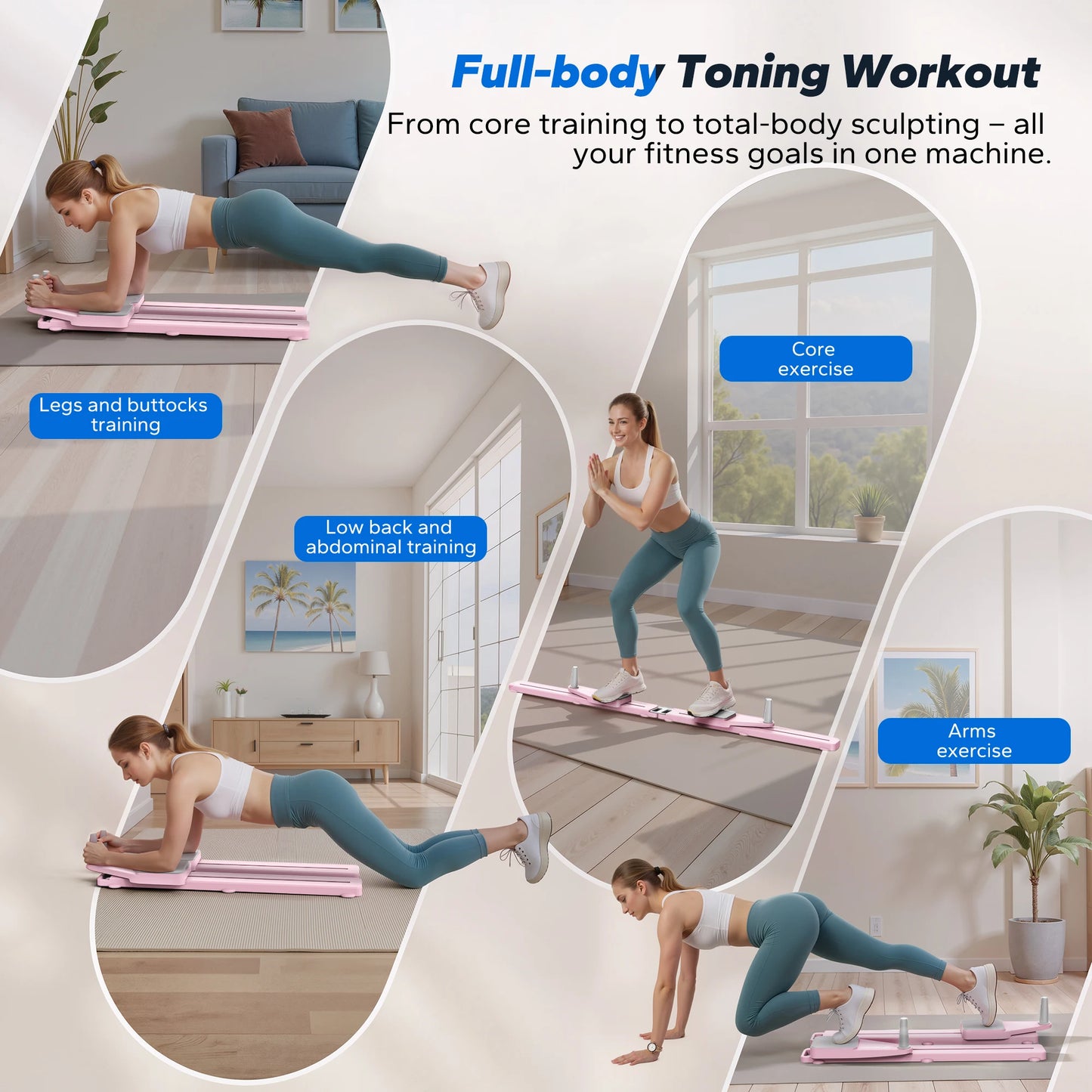 Pilates Board Multifunctional Abdominal Plate Detachable Ab Trainer with Anti-Slip Design Portable Pilates Reformer