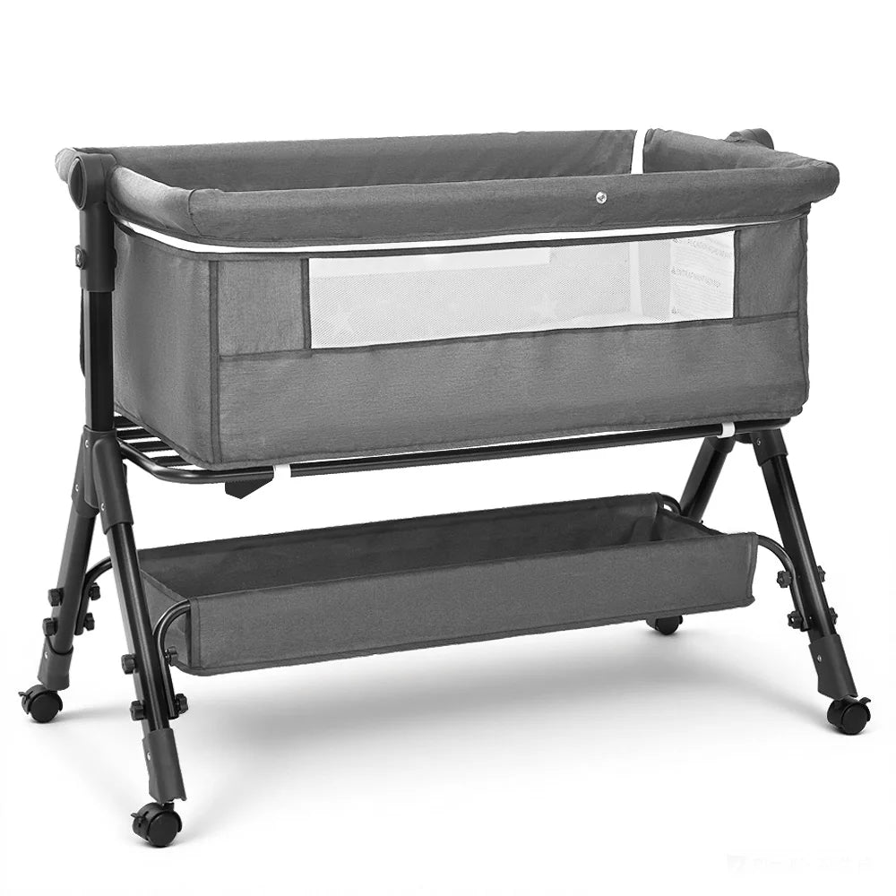 Portable Baby Bassinet Foldable Height Splicing Baby Cradle Bed 3 in 1 Baby Bassinet Bedside Sleeper for 0-18 MonthsInfant