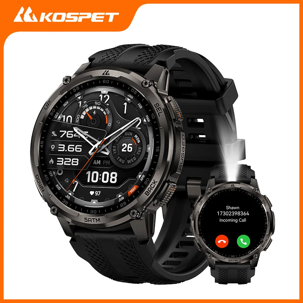 TANK T4C Smartwatch Men’s Outdoor Rugged Watch with Flashlight Dual‑Band GPS 50M Waterproof Fitness & Health Tracker