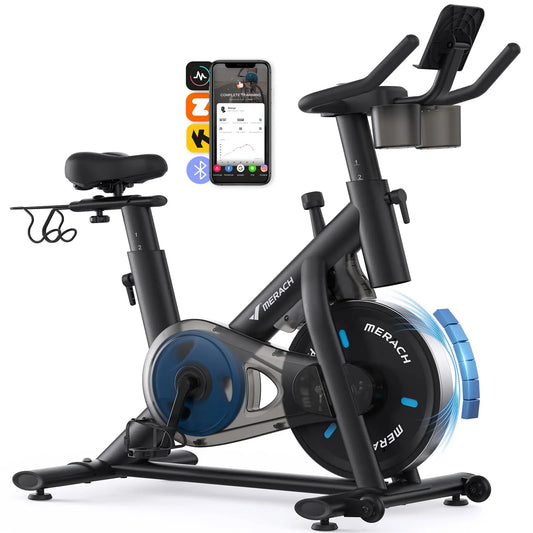 Exercise Bike Brake Pad/Magnetic Stationary Bike with Exclusive App Low Noise Indoor Cycling Bike with Fitness Courses