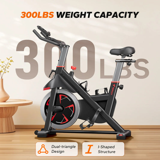 Exercise Bike S38 Indoor Cycling Magnetic Resistance Exclusive App 300lbs Capacity Comfortable Seat for Home&Weight Loss