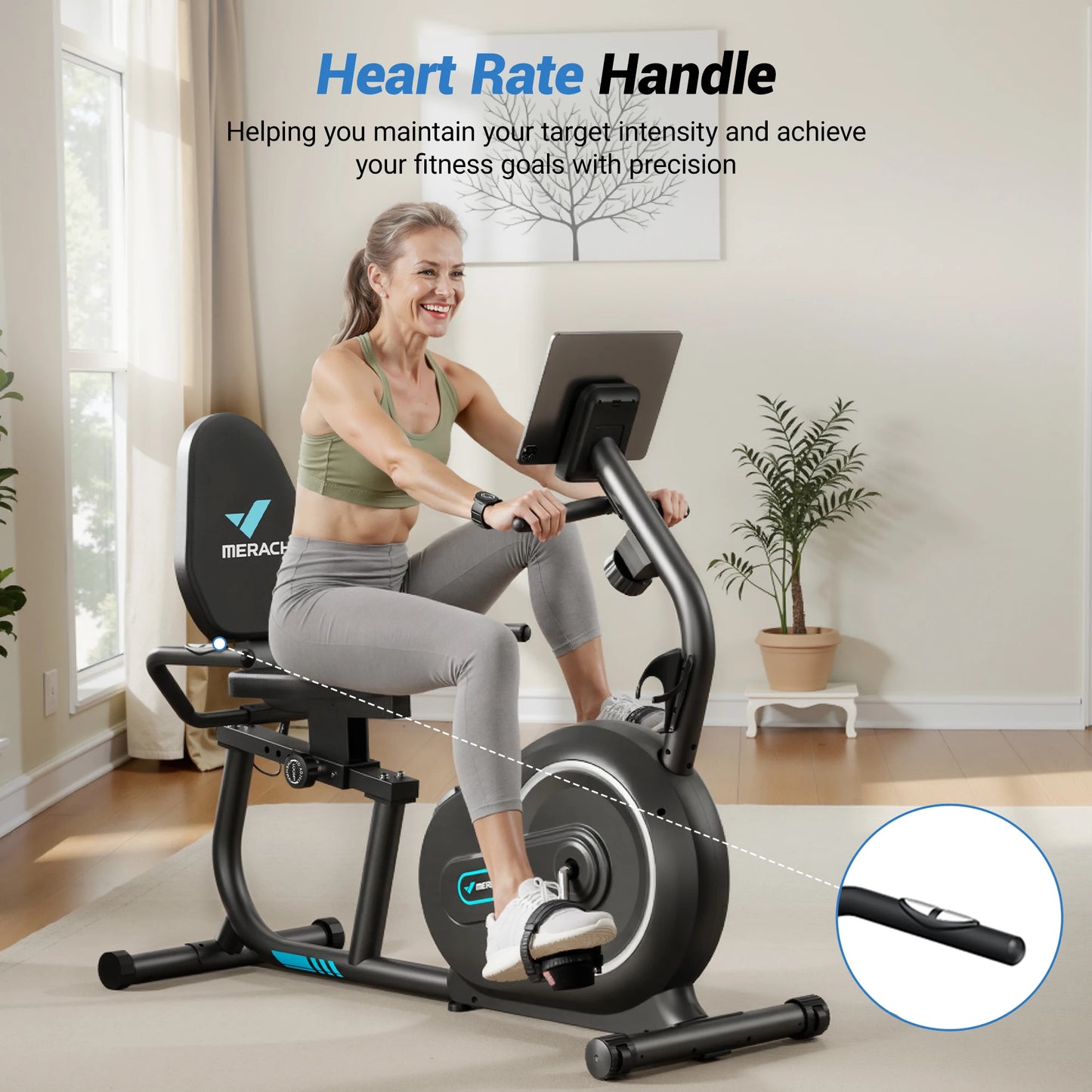 Recumbent Exercise Bike for Home Smart Bluetooth Exclusive App Connectivity LCD Heart Rate Handle Magnetic Recumbent Bike