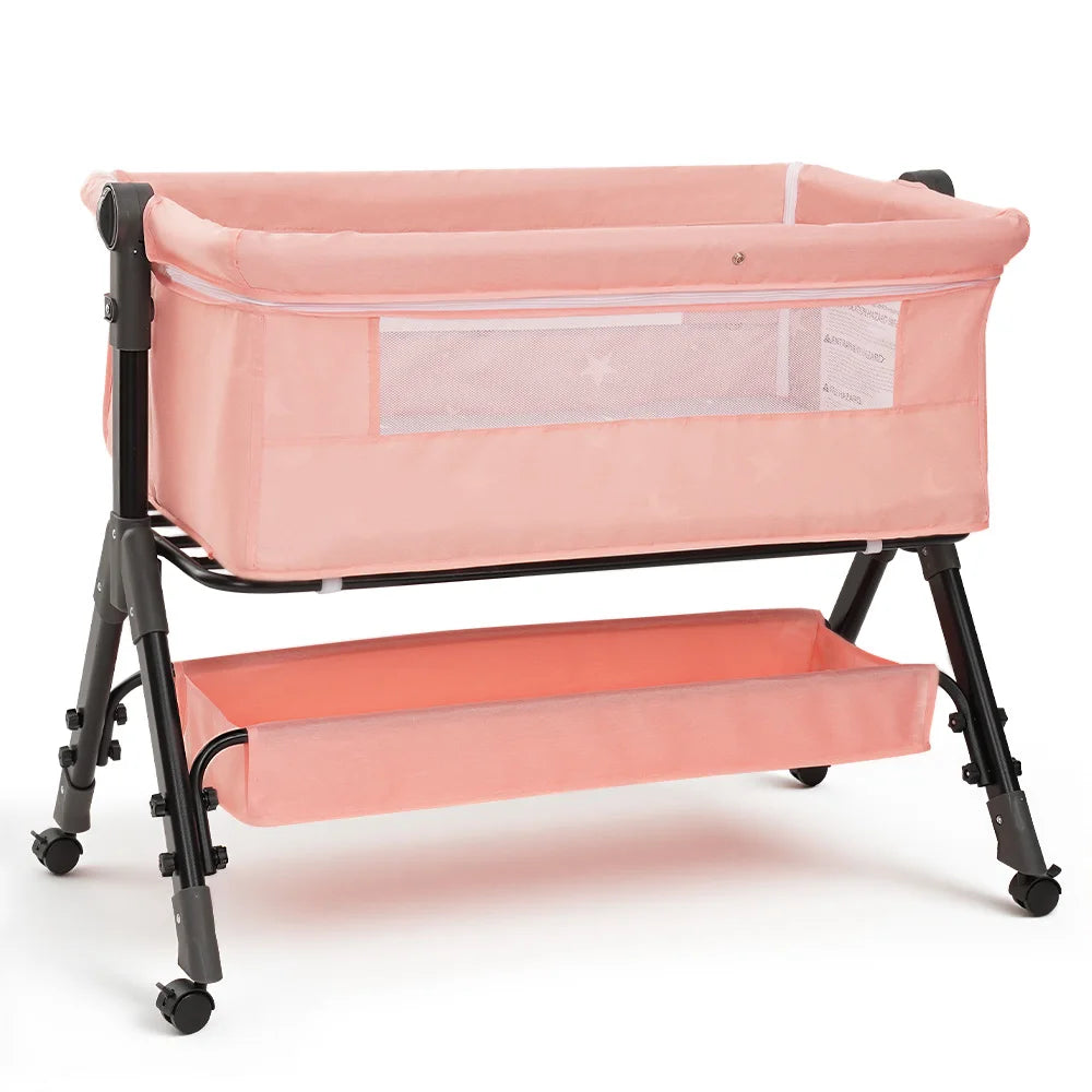 Portable Baby Bassinet Foldable Height Splicing Baby Cradle Bed 3 in 1 Baby Bassinet Bedside Sleeper for 0-18 MonthsInfant