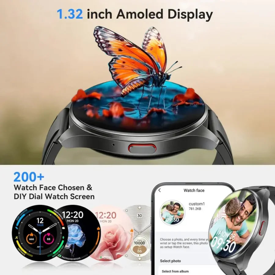Smart Watch for Men & Women, Wireless Calling Dialing 100+ Sport Modes Fitness Tracker with Various APP Reminders Call Message Reminder Touch Screen Compatible with IOS Android Wearable Smart Bracelet Digital Wristwatch Fall