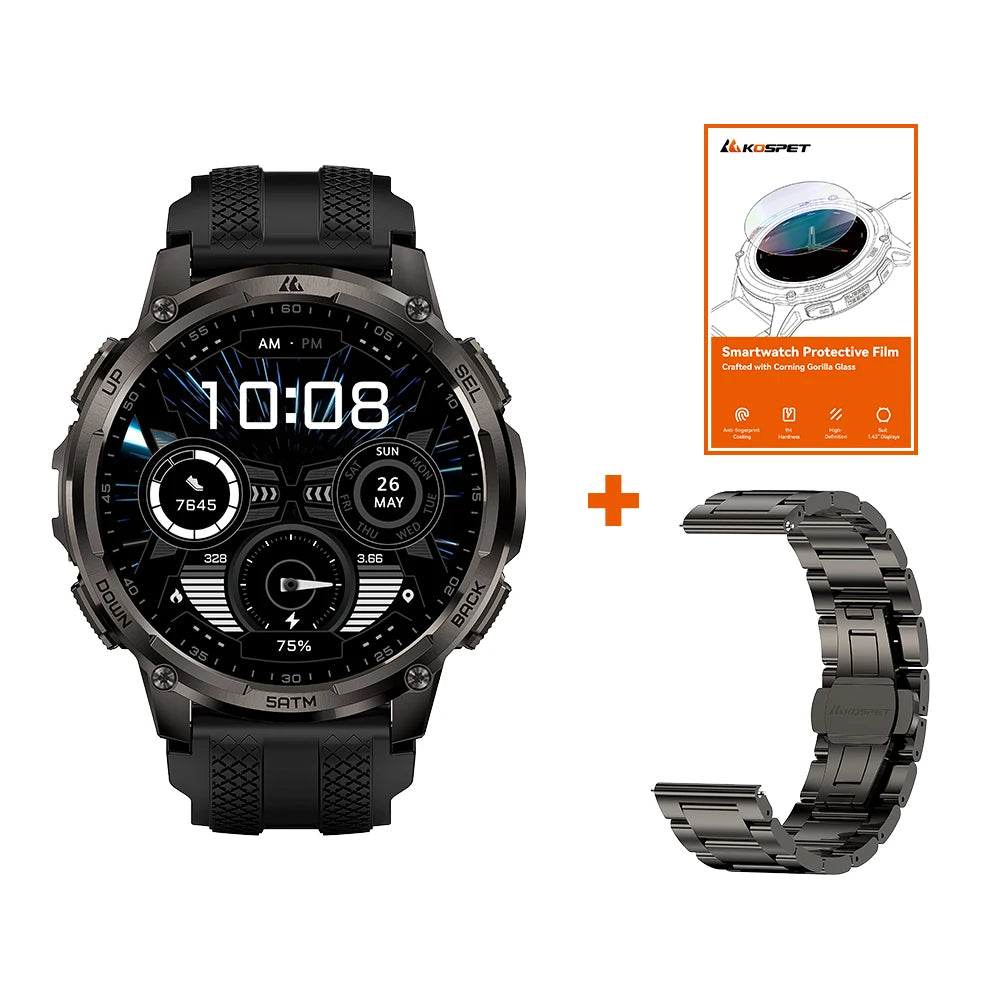 TANK T4C Smartwatch Men’s Outdoor Rugged Watch with Flashlight Dual‑Band GPS 50M Waterproof Fitness & Health Tracker