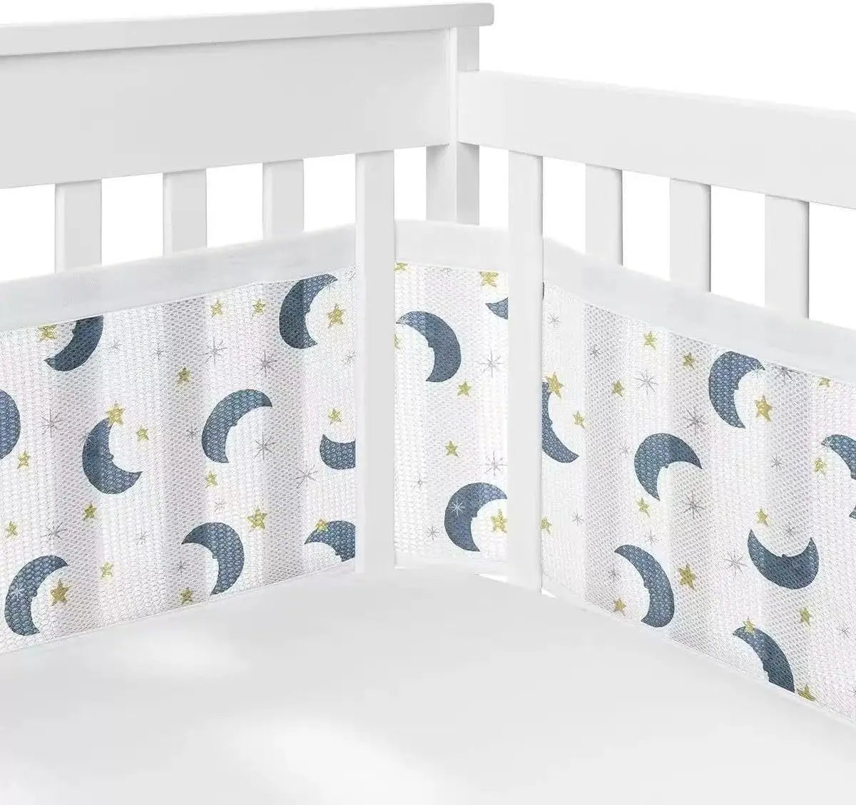 2Pcs Set Breathable Mesh Crib Girth Protector Soft Comfortable 4-Panel Crib Bed Circumference Safety Around Bumper Baby Bedding