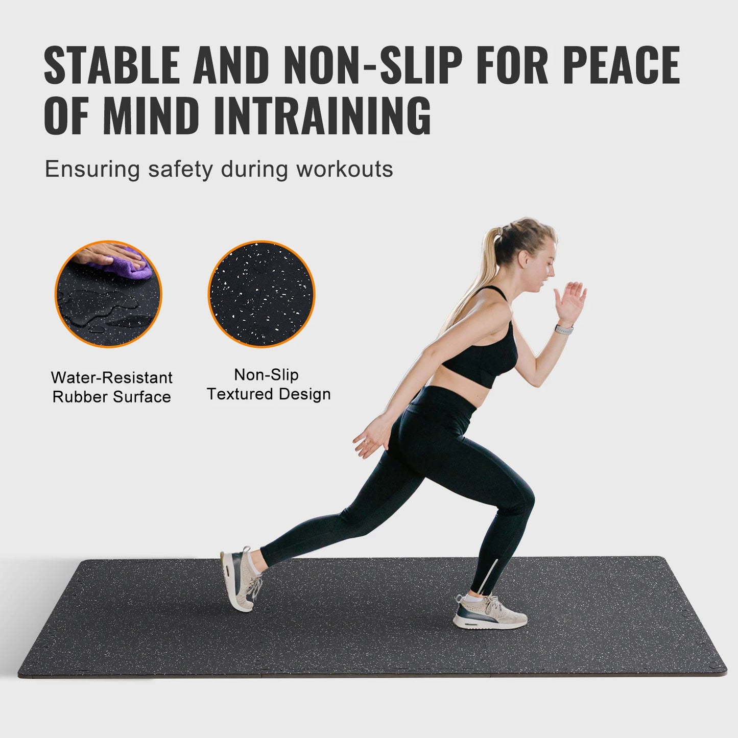 0.56 Inch 25 Tiles Rubber Top with EVA Foam Thick Floor Mats 24/48/100 sq.ft Coverage Interlocking Puzzle for Gym Home