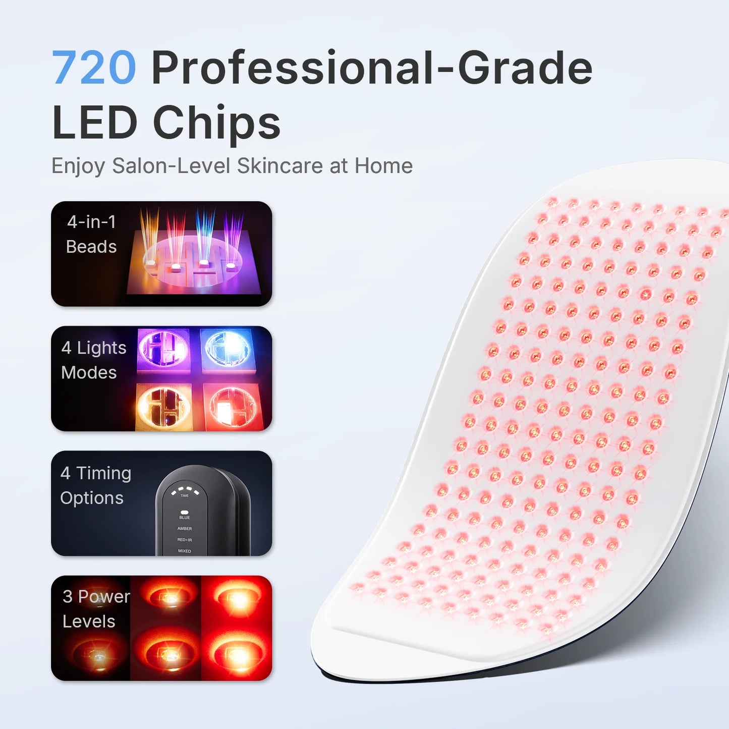 L6 LED Light Mask 720pcs 630nm Red Light & 850nm NIR Light Skin-friendly Fabric Body Care Machine