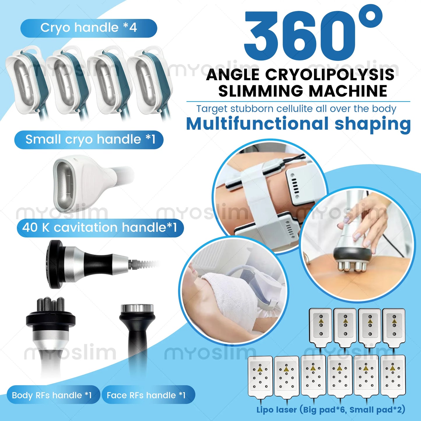 360° Fat Freezing Body Slimming Machine Effective Weight Loss Cellulite Removal Vacuum Cavitation System Beauty Salons Spas Use