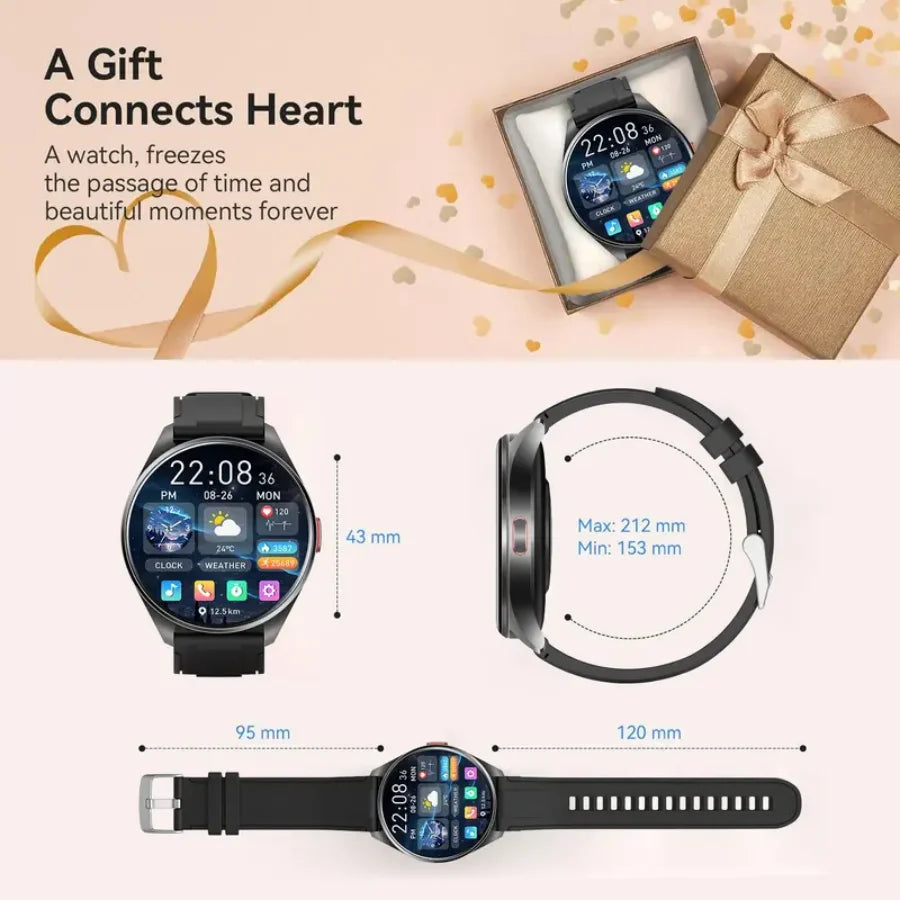 Smart Watch for Men & Women, Wireless Calling Dialing 100+ Sport Modes Fitness Tracker with Various APP Reminders Call Message Reminder Touch Screen Compatible with IOS Android Wearable Smart Bracelet Digital Wristwatch Fall