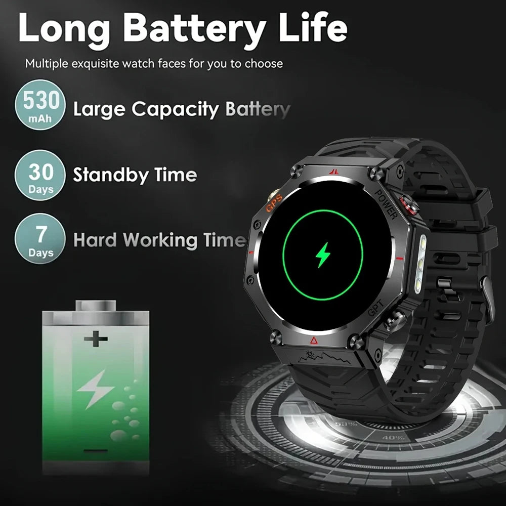 GPS Smart Watch Men Built-in GPS Bluetooth Call AI GPT Fitness Tracker Waterproof Military Sports Smartwatch for Men