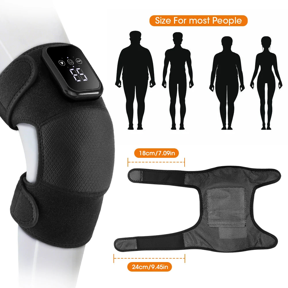 Electric Heated Vibration Knee Massage Pad 3 Level Hot Compress Thermal Joint Brace Care Muscle Relaxation Blood Circulation