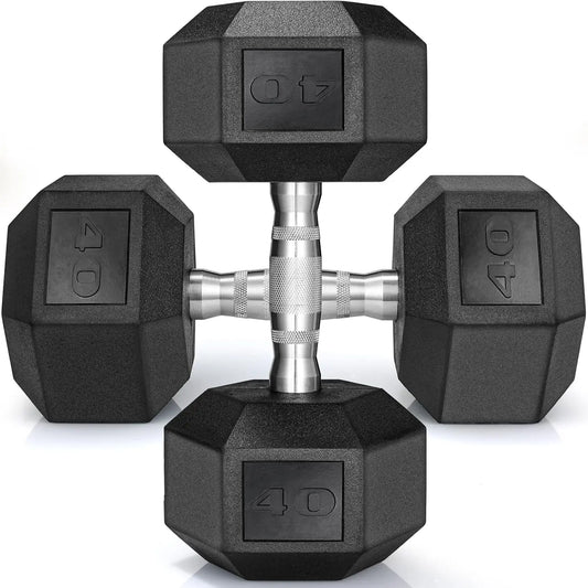 Dumbbell Hand Weight, 30-75LB Dumbbells Rubber Coated Cast Iron Hex Black Dumbbells, Weights Dumbbells Set,1Pair/2Pcs