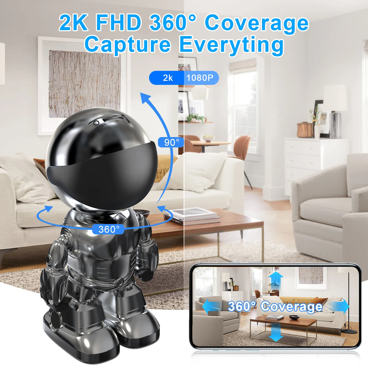 Robot Camera Wifi 3MP Indoor Home Security Camera Night Vision Two Way Audio Auto Tracking Indoor Baby Monitor