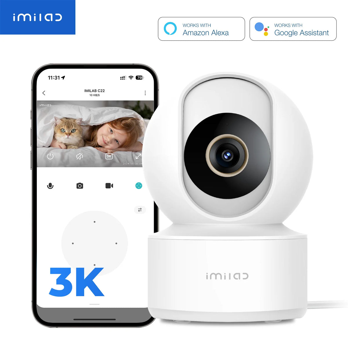 Baby Monitor Indoor Security Camera with AI Detection Night Vision 2-Way Audio 360° PTZ Compatible with Xiaomi Home App