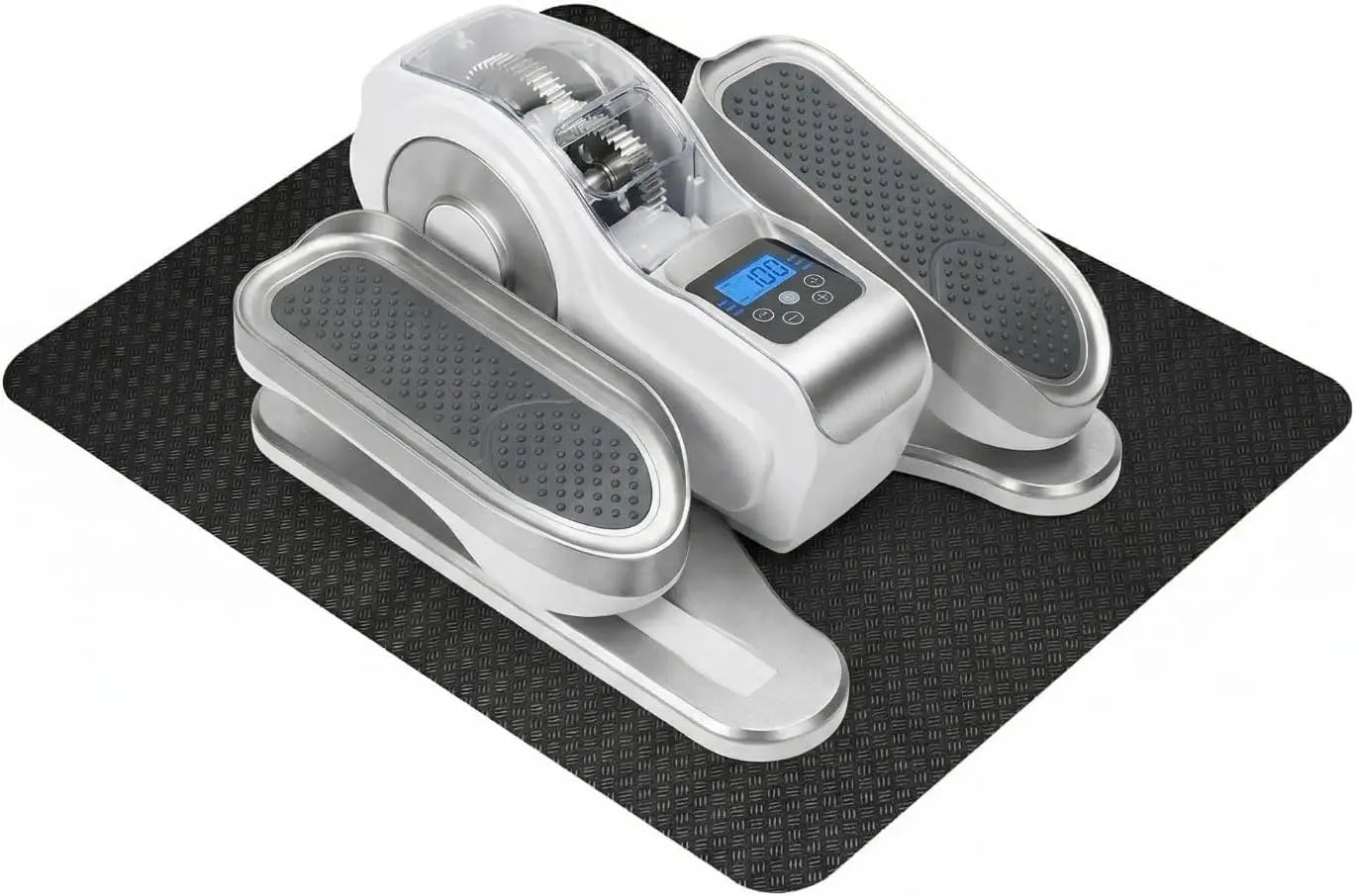 Double Non-Slip Workout Mat for Ellipse Leg Exerciser, Under Desk Elliptical Mat, Floor Protector(Silver-white)