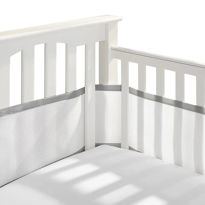 2Pcs Set Breathable Mesh Crib Girth Protector Soft Comfortable 4-Panel Crib Bed Circumference Safety Around Bumper Baby Bedding