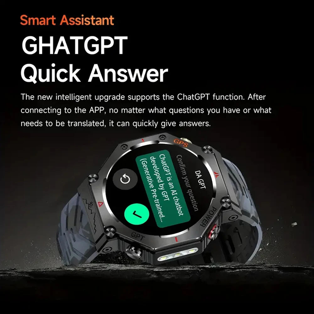 GPS Smart Watch Men Built-in GPS Bluetooth Call AI GPT Fitness Tracker Waterproof Military Sports Smartwatch for Men