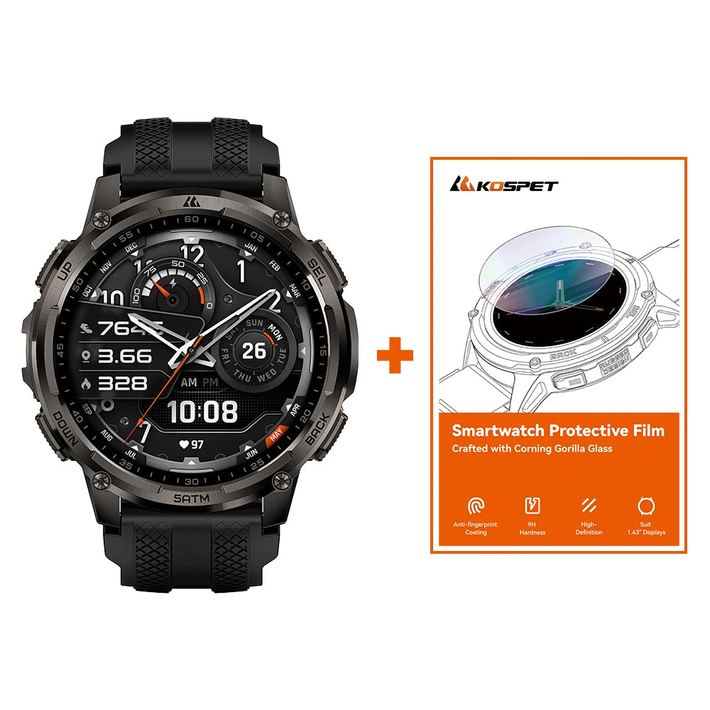 TANK T4C Smartwatch Men’s Outdoor Rugged Watch with Flashlight Dual‑Band GPS 50M Waterproof Fitness & Health Tracker