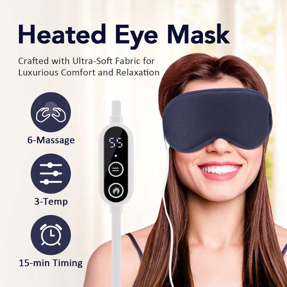 Hot Compress Electric Steam Eye Mask 3D Massage Constant Temperature Smart Timing Sleep Shading Sleeping Mask Eye Relief