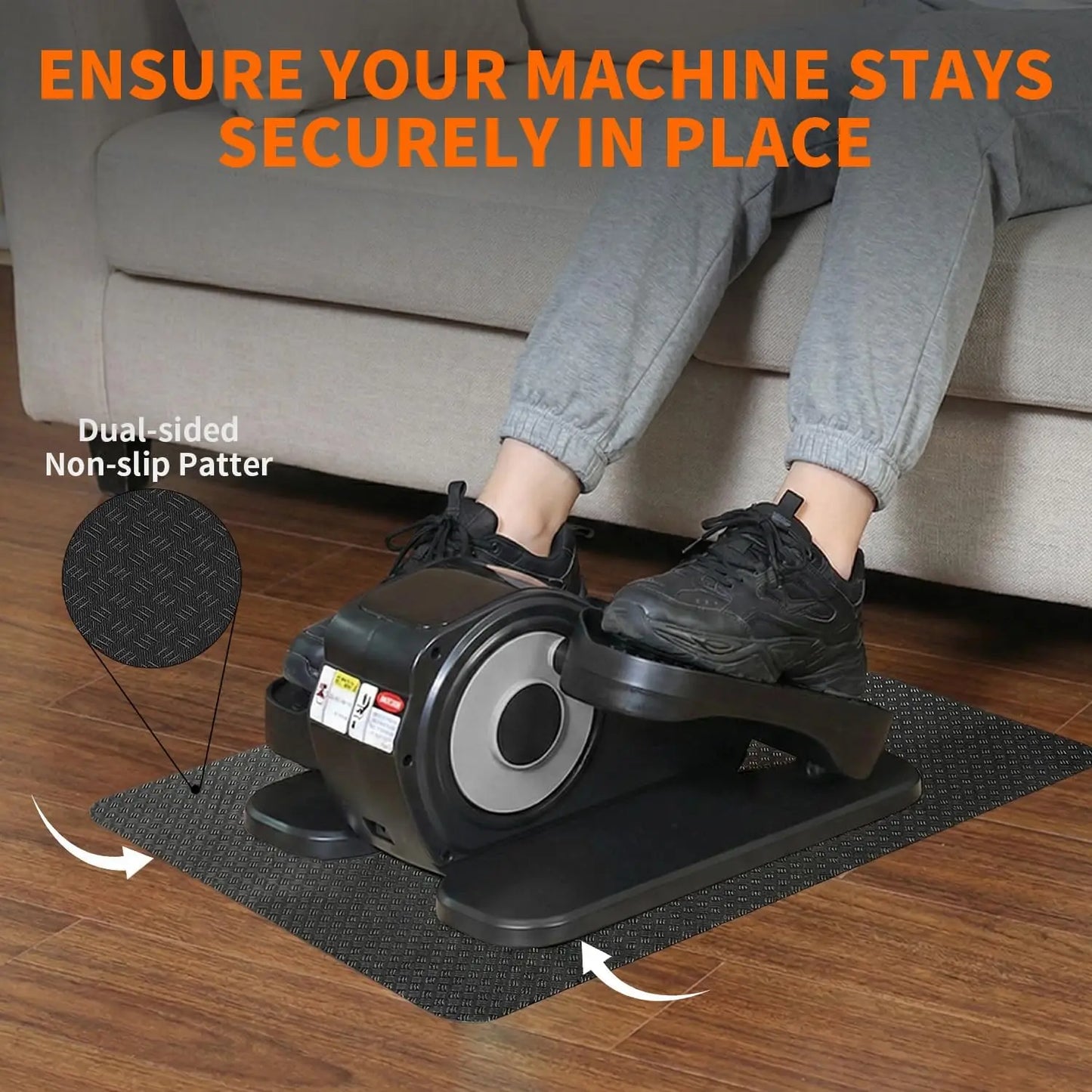 Double Non-Slip Workout Mat for Ellipse Leg Exerciser, Under Desk Elliptical Mat, Floor Protector(Silver-white)