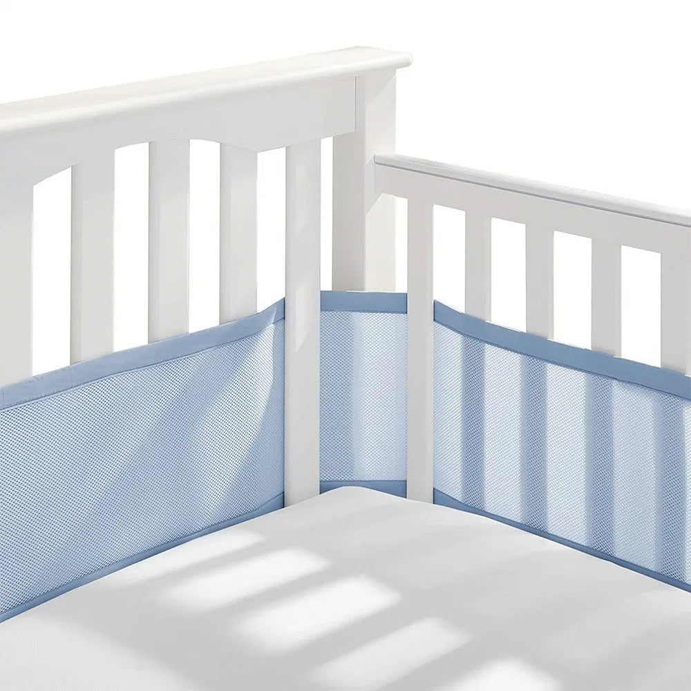 2Pcs Set Breathable Mesh Crib Girth Protector Soft Comfortable 4-Panel Crib Bed Circumference Safety Around Bumper Baby Bedding