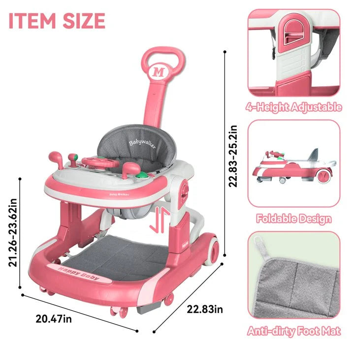 5 in 1 Baby Infant Walker Anti-Rollover Walker with Learning Toy for Infants anti-rollover Multifunctional Without Battery