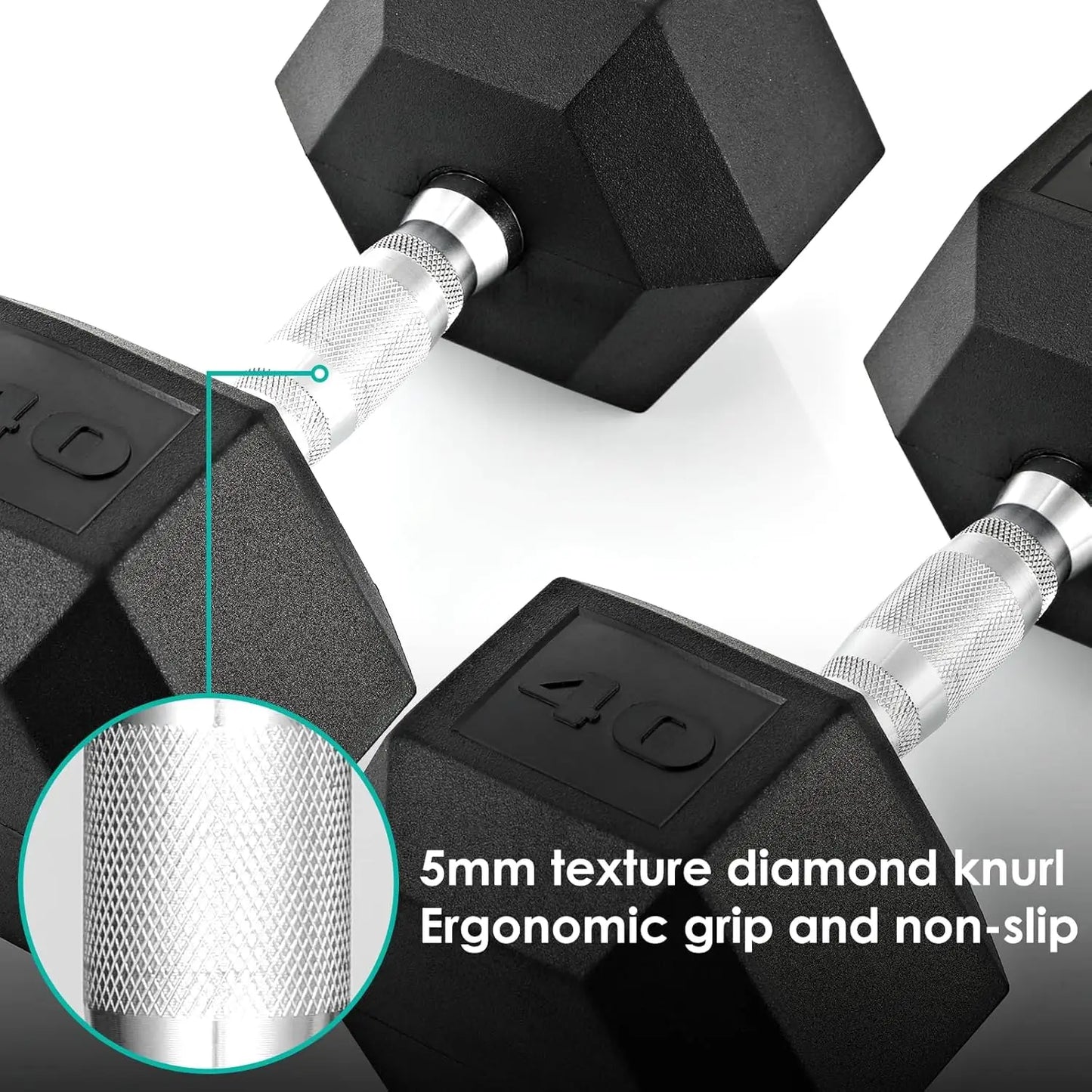 Dumbbell Hand Weight, 30-75LB Dumbbells Rubber Coated Cast Iron Hex Black Dumbbells, Weights Dumbbells Set,1Pair/2Pcs