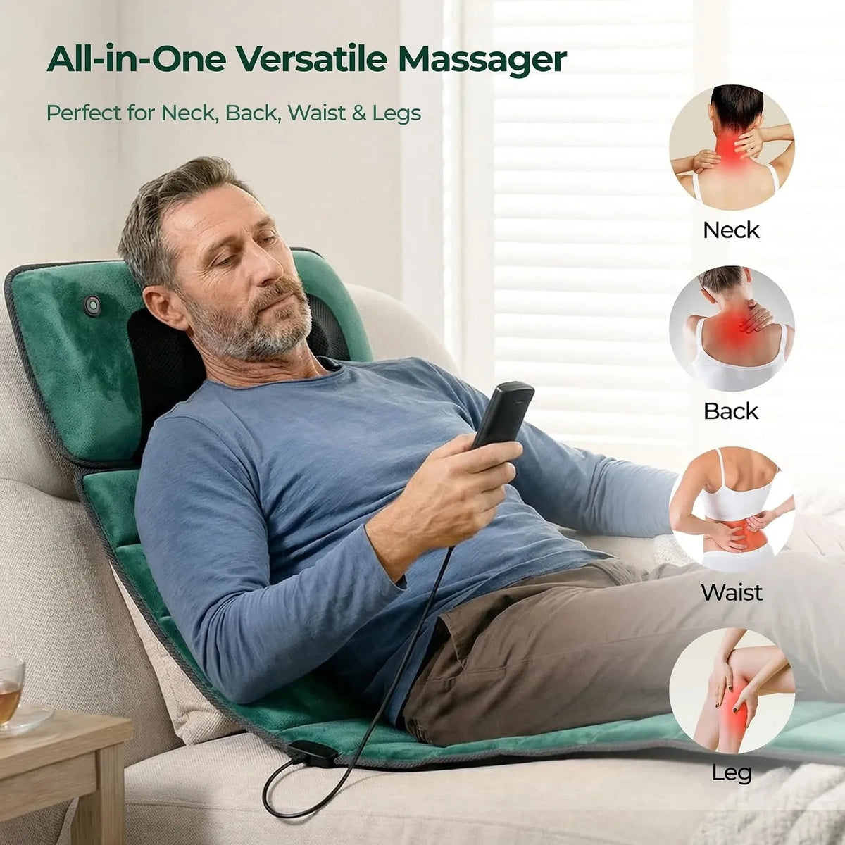 Deep Tissue Full Body Massage Mat, Massager Whole Body Vibration Massage Pad for Back Neck Lumbar Leg, Portable Massage Machine, 10 Vibrating Motors Detachable Massage Pad, Back Pain Relief Muscle Relaxation for Home Office B