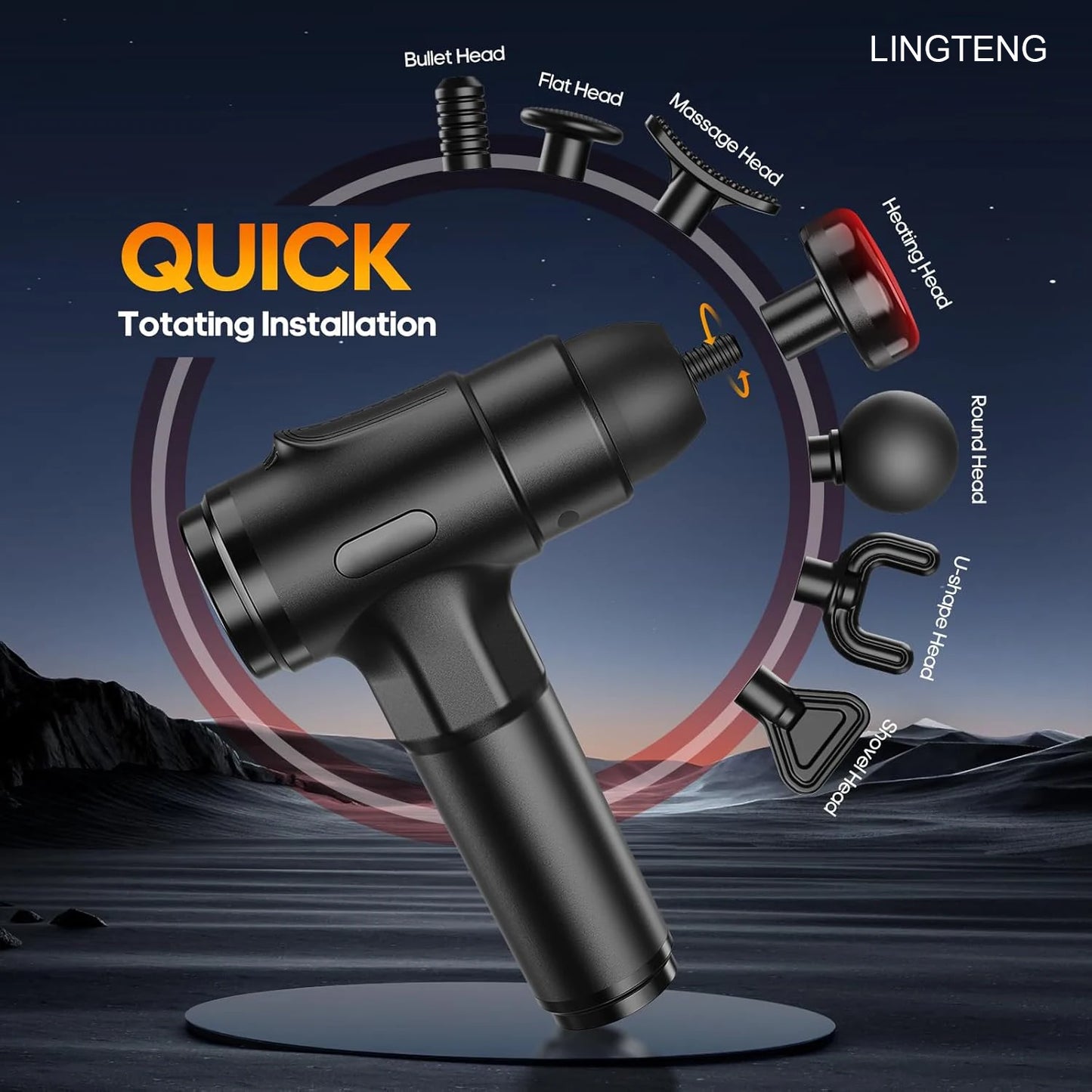 Heating massage gun, deep tissue massage gun, back and neck massager, muscle percussion massager, silent fascia gun, handheld massager, 7 massage heads