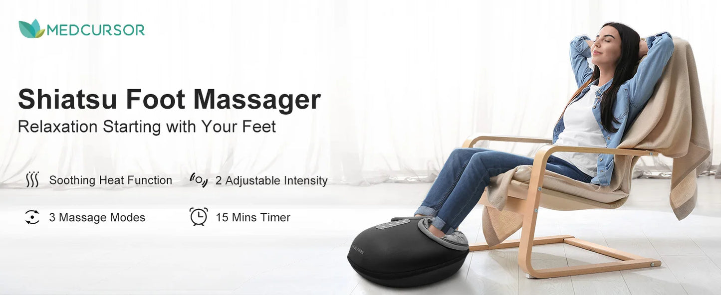 Foot Massager Machine with Heat Roller Muscle Relaxation Pain Relief Electric Fully Wrapped Foot Massage