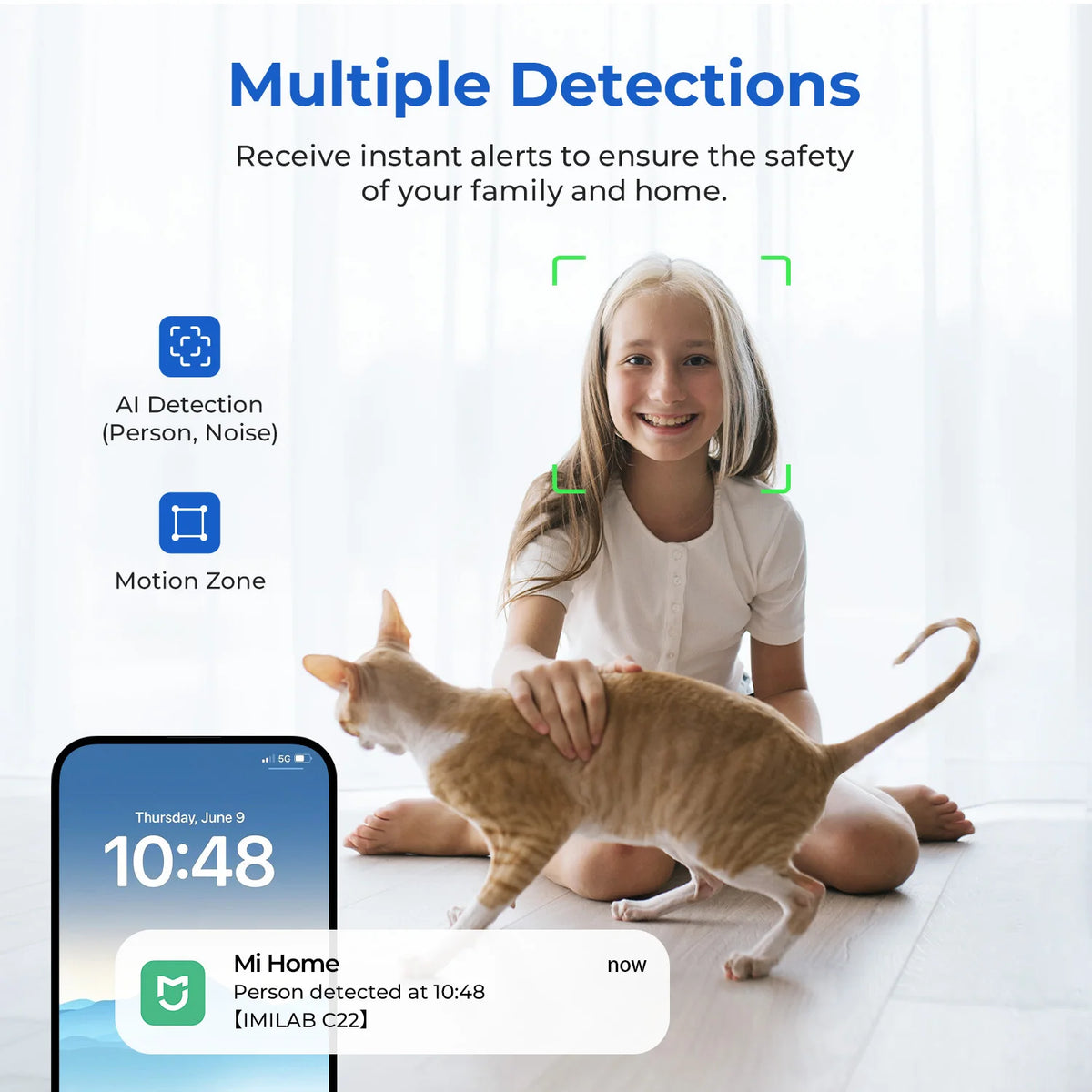 Baby Monitor Indoor Security Camera with AI Detection Night Vision 2-Way Audio 360° PTZ Compatible with Xiaomi Home App