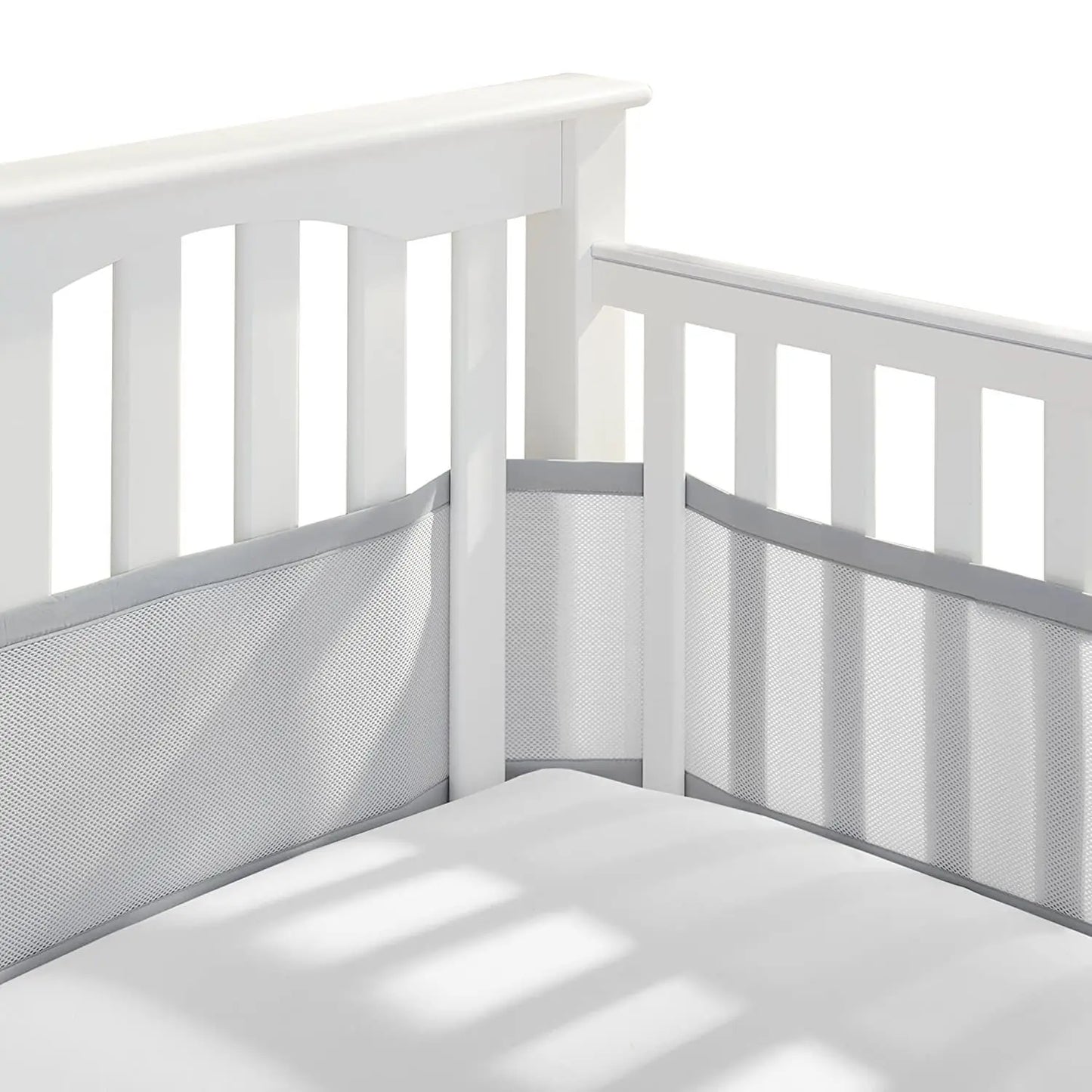 2Pcs Set Breathable Mesh Crib Girth Protector Soft Comfortable 4-Panel Crib Bed Circumference Safety Around Bumper Baby Bedding