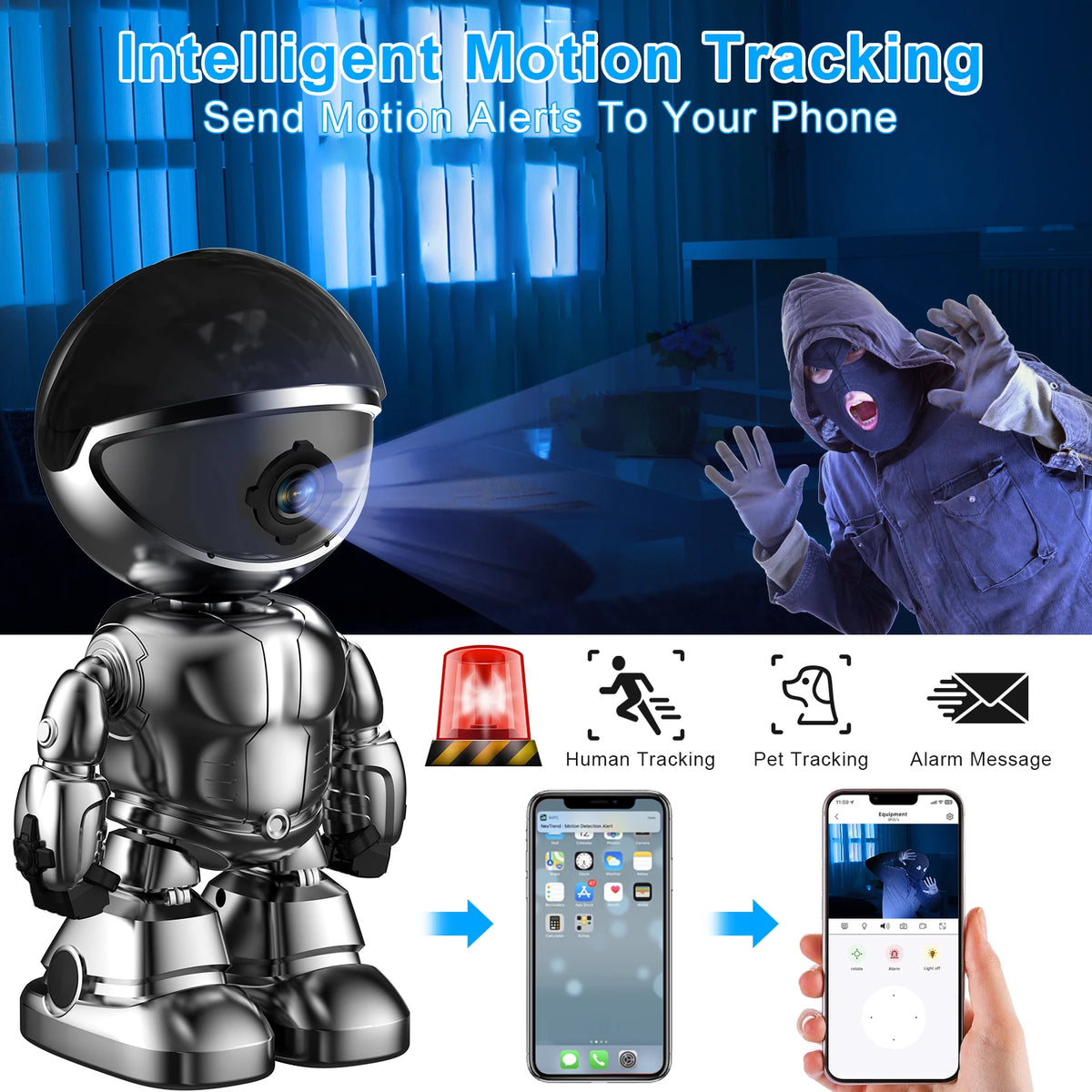 Robot Camera Wifi 3MP Indoor Home Security Camera Night Vision Two Way Audio Auto Tracking Indoor Baby Monitor
