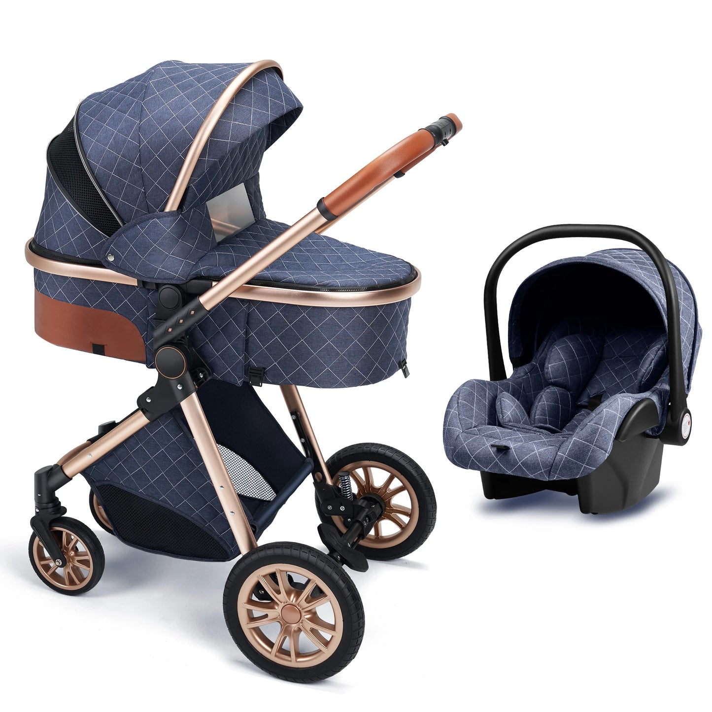Fashion Baby Stroller 3 in 1 Baby Travel System Newborn Baby Cart Portable Pushchair Baby Cradel Infant Carrier