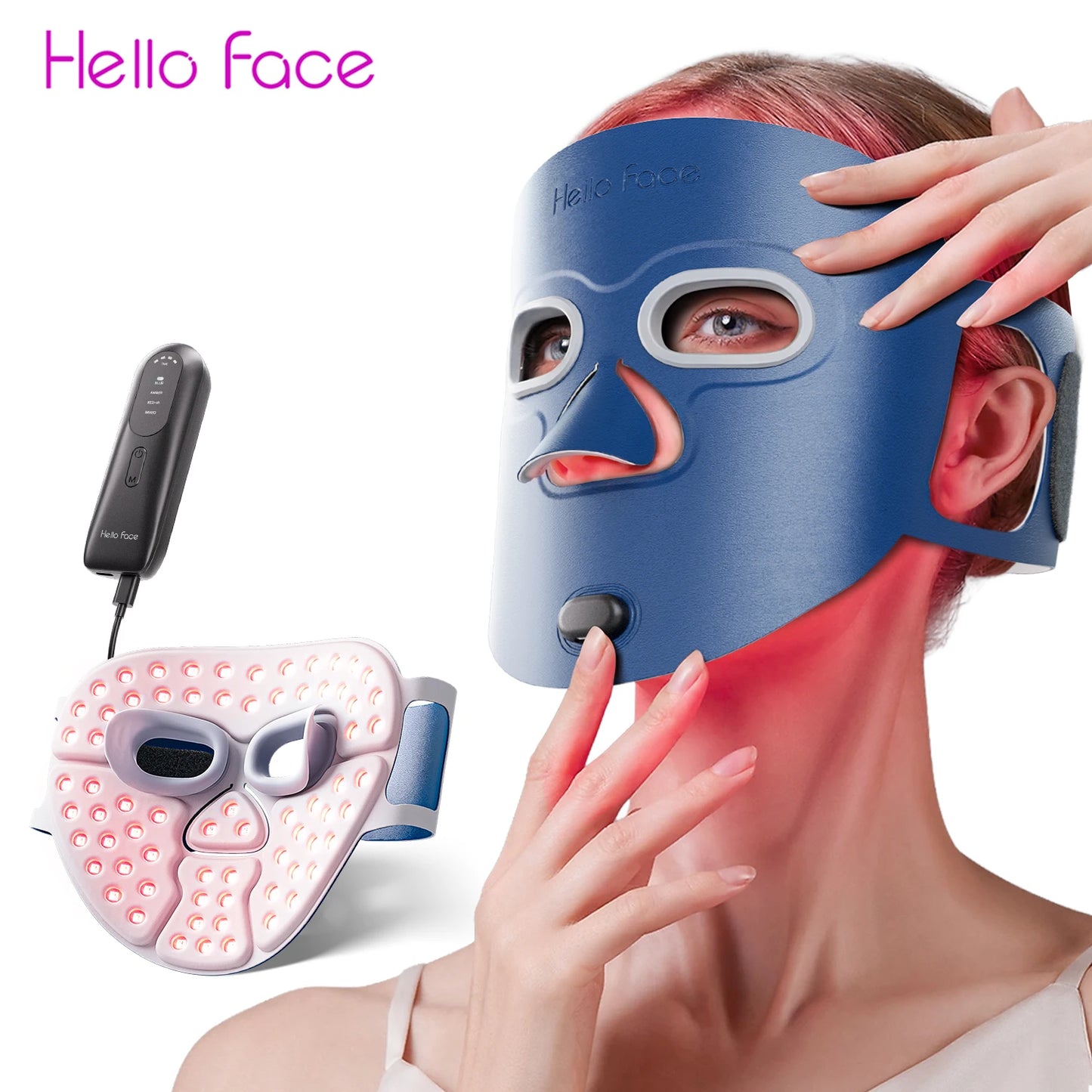 Beauty LED Mask Infrared Red Light Wrinkle Reduction Blue Light Acne Treatment 3000mAh Rechargeable Skin Care Device
