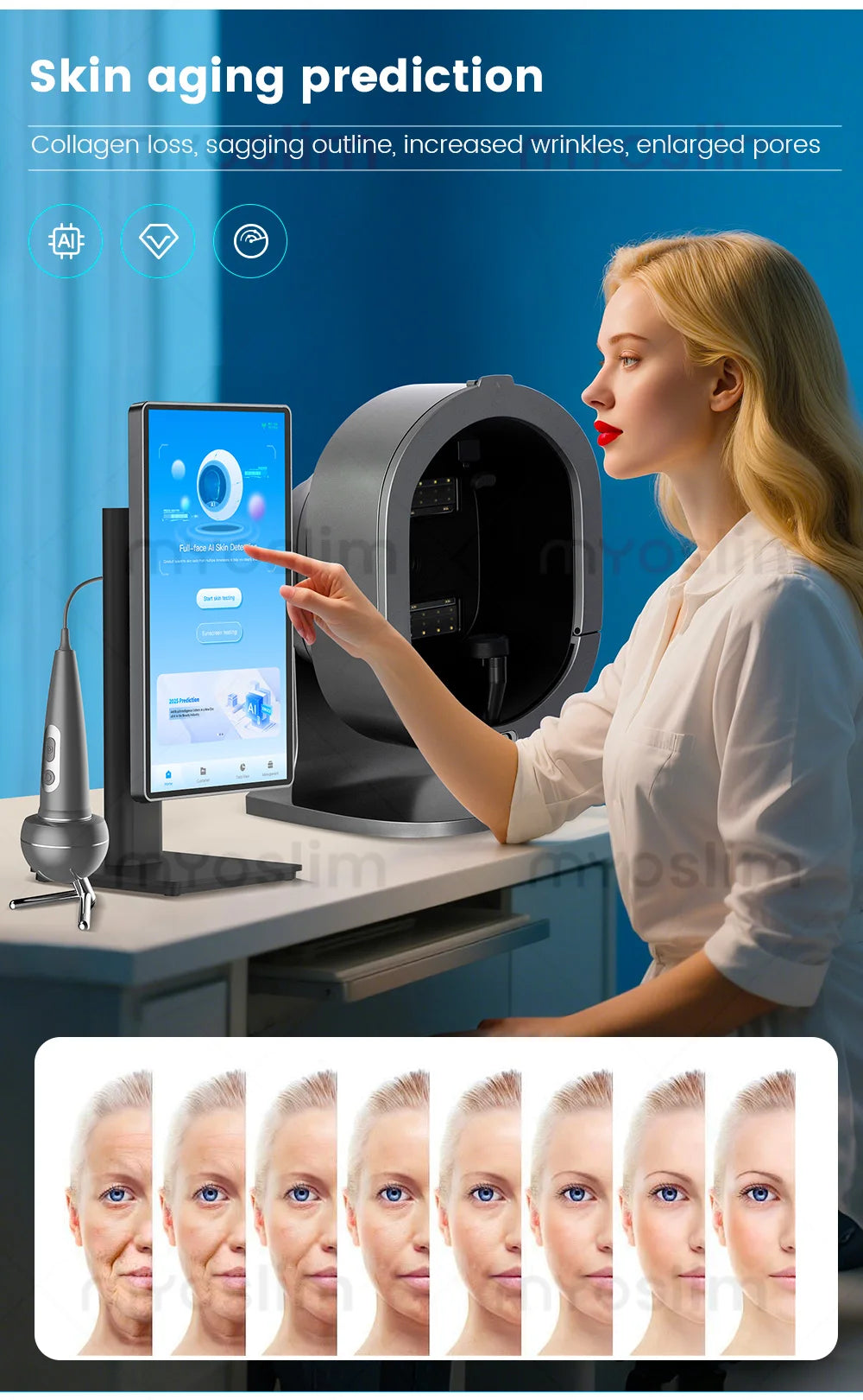 3D Magic Ai Facial Testing X5 ProMirror Wood Lamp Acne Scanner Skin Detector Skin Analyzer Facial Tester Facial Analyzer Machine