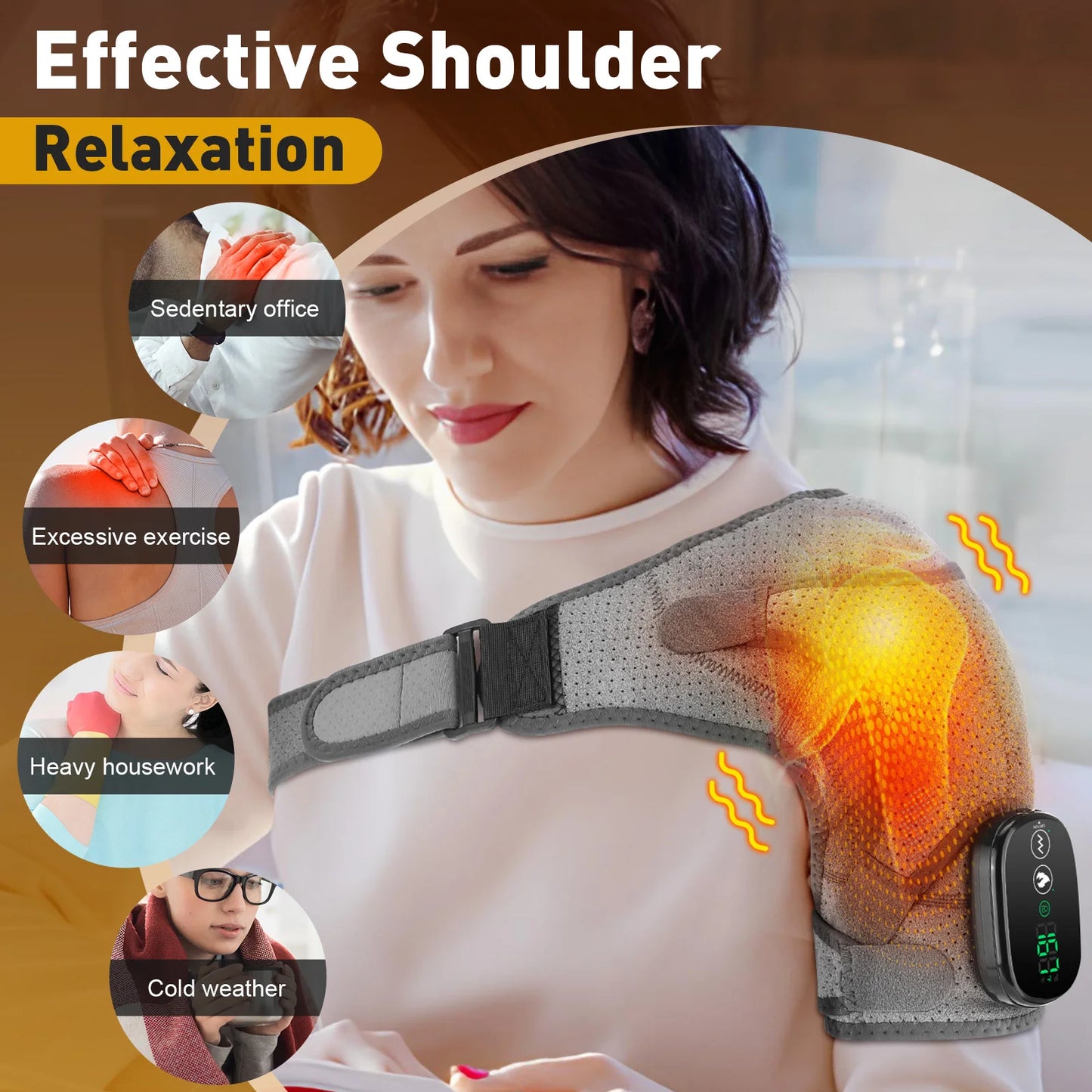 Electric Shoulder Heating Pad 3 Modes Vibration Shoulder Knee Elbow Relax Belt 2 In1 Hot Compress Massager