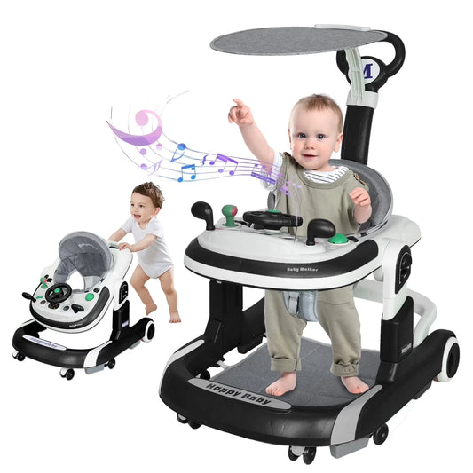 5 in 1 Baby Infant Walker Anti-Rollover Walker with Learning Toy for Infants anti-rollover Multifunctional Without Battery