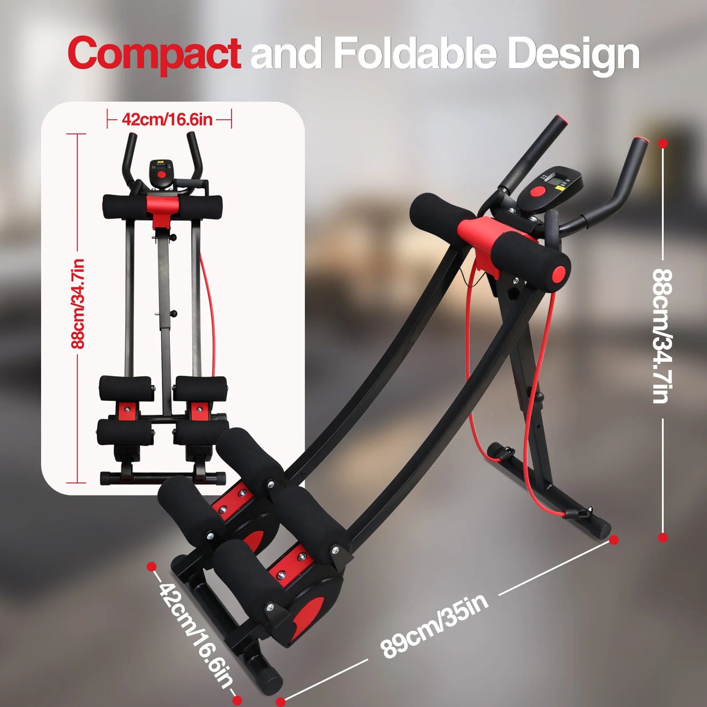Abdominal Curling Exercise Machine Adjustable Dual Track Fitness Equipment Coaster Foldable Trainer Workout Core Ab For Home Gym