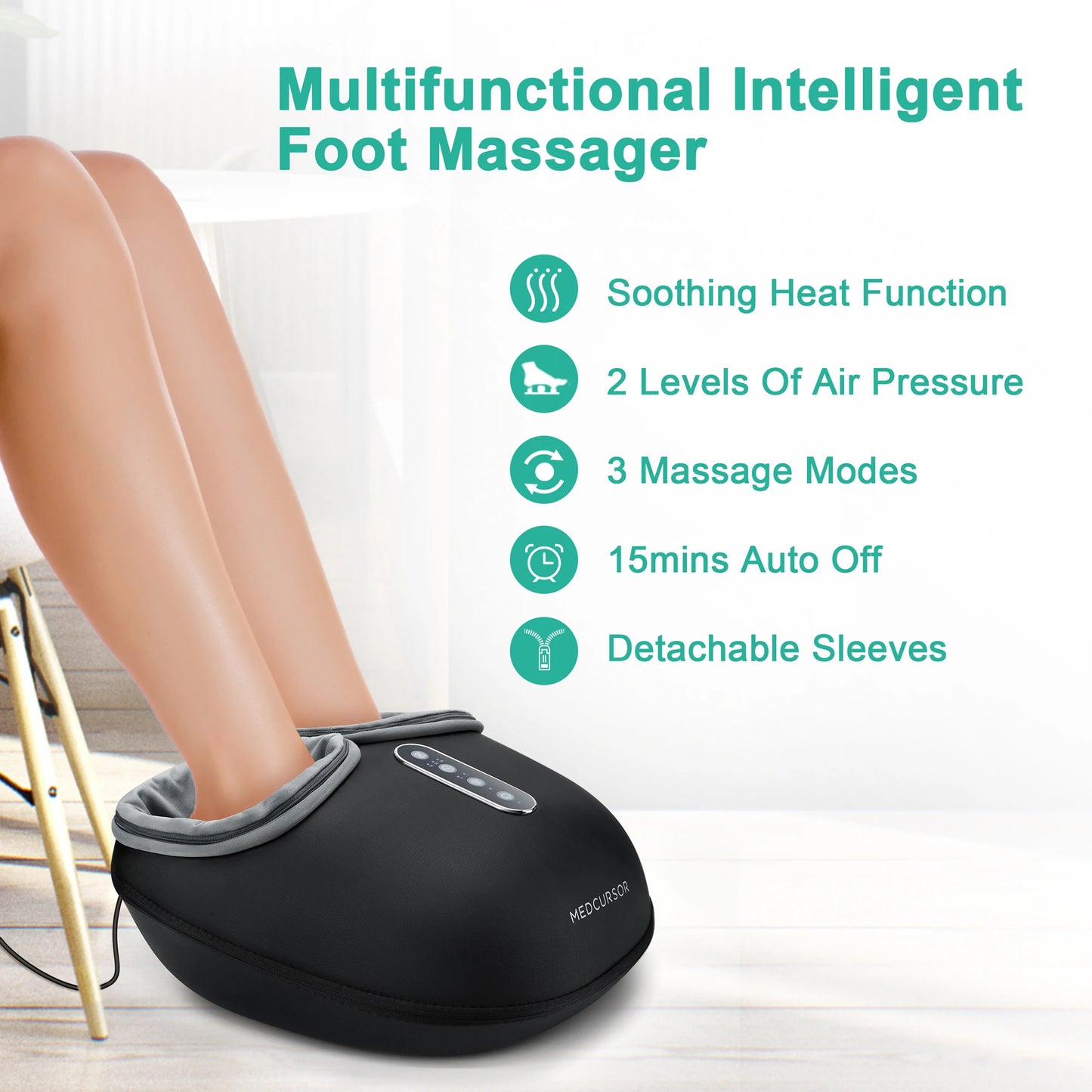Foot Massager Machine with Heat Roller Muscle Relaxation Pain Relief Electric Fully Wrapped Foot Massage