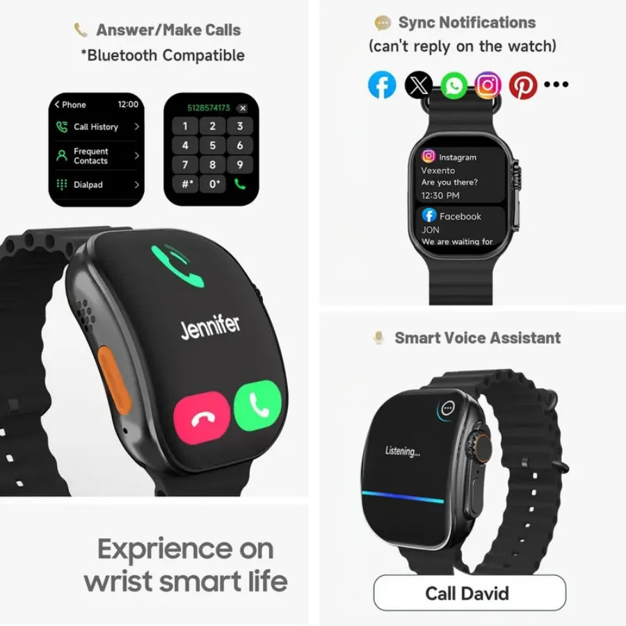 Smart Watch for Men Women, 2026 New Smartwatch (Answer/Make Call), IP67 Waterproof, 2.02" HD Fitness Watch with 100+ Sport Modes, Fitness Tracker Watch with Calls/Messages/Notifications, 7 Watch Bands