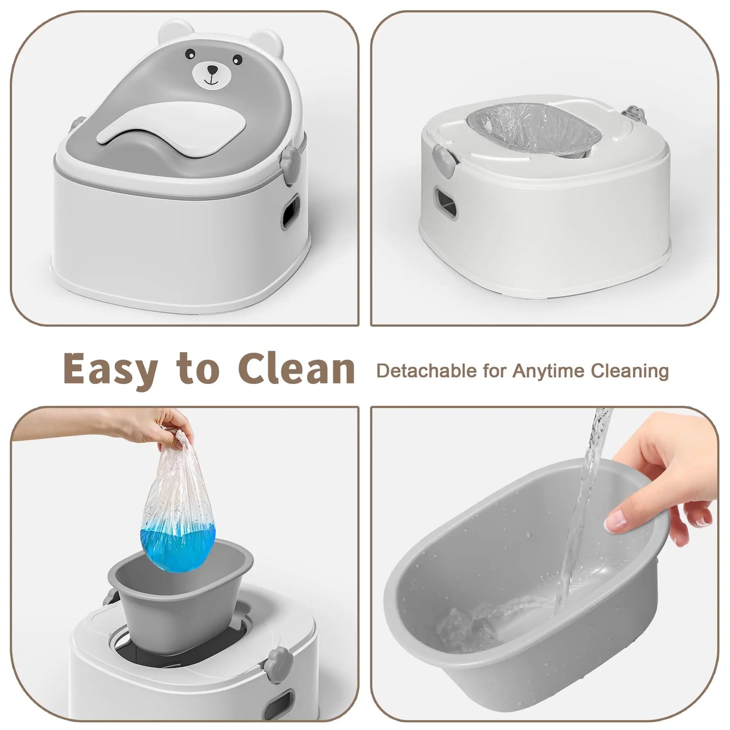3-in-1 Portable Potty Training Toilet, Potty Training Seat and Toddler Step Stool, Anti-Slip Toddler Potty Trainer for Boy Girl