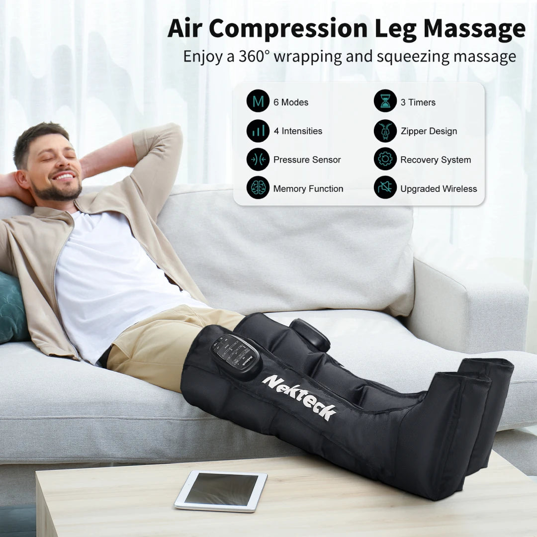 Air Pressured Leg Massager Cordless Foot Massage Boots Kneading Squeeze Deep Relaxation Calf with Storage Bag