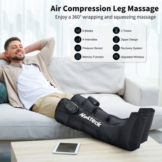 Air Pressured Leg Massager Cordless Foot Massage Boots Kneading Squeeze Deep Relaxation Calf with Storage Bag