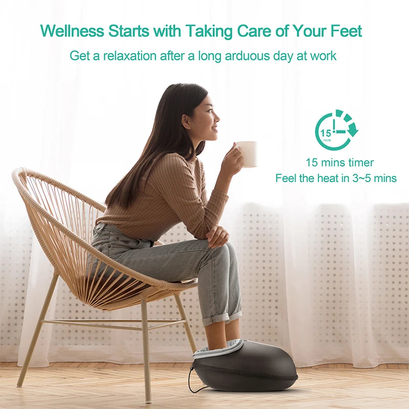 Foot Massager Machine with Heat Roller Muscle Relaxation Pain Relief Electric Fully Wrapped Foot Massage
