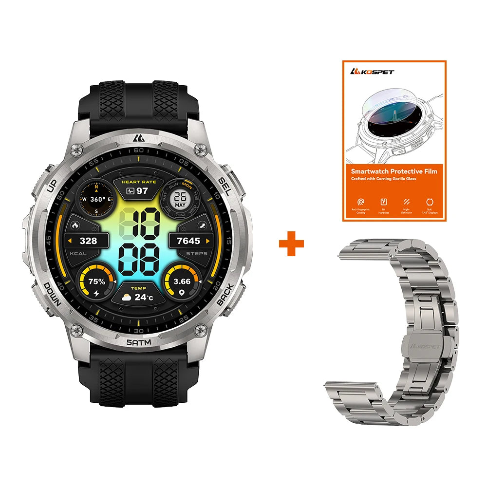 TANK T4C Smartwatch Men’s Outdoor Rugged Watch with Flashlight Dual‑Band GPS 50M Waterproof Fitness & Health Tracker
