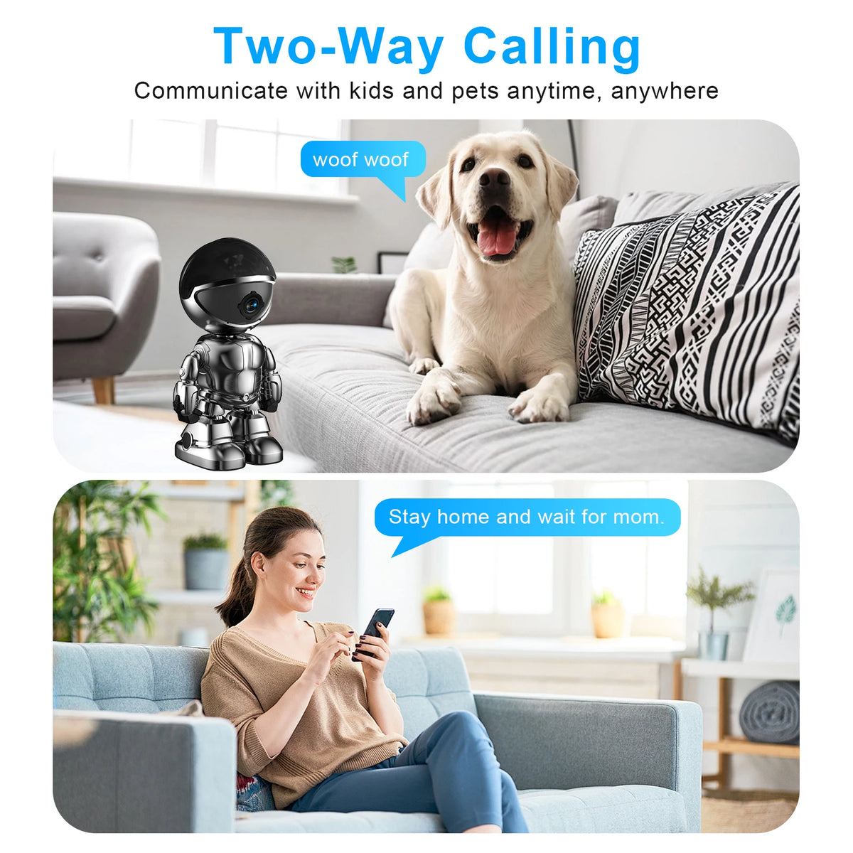 Robot Camera Wifi 3MP Indoor Home Security Camera Night Vision Two Way Audio Auto Tracking Indoor Baby Monitor